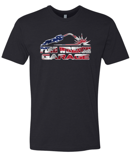FIRE WRENCH GARAGE AMERICAN FLAG LOGO SOFTSTYLE TSHIRT