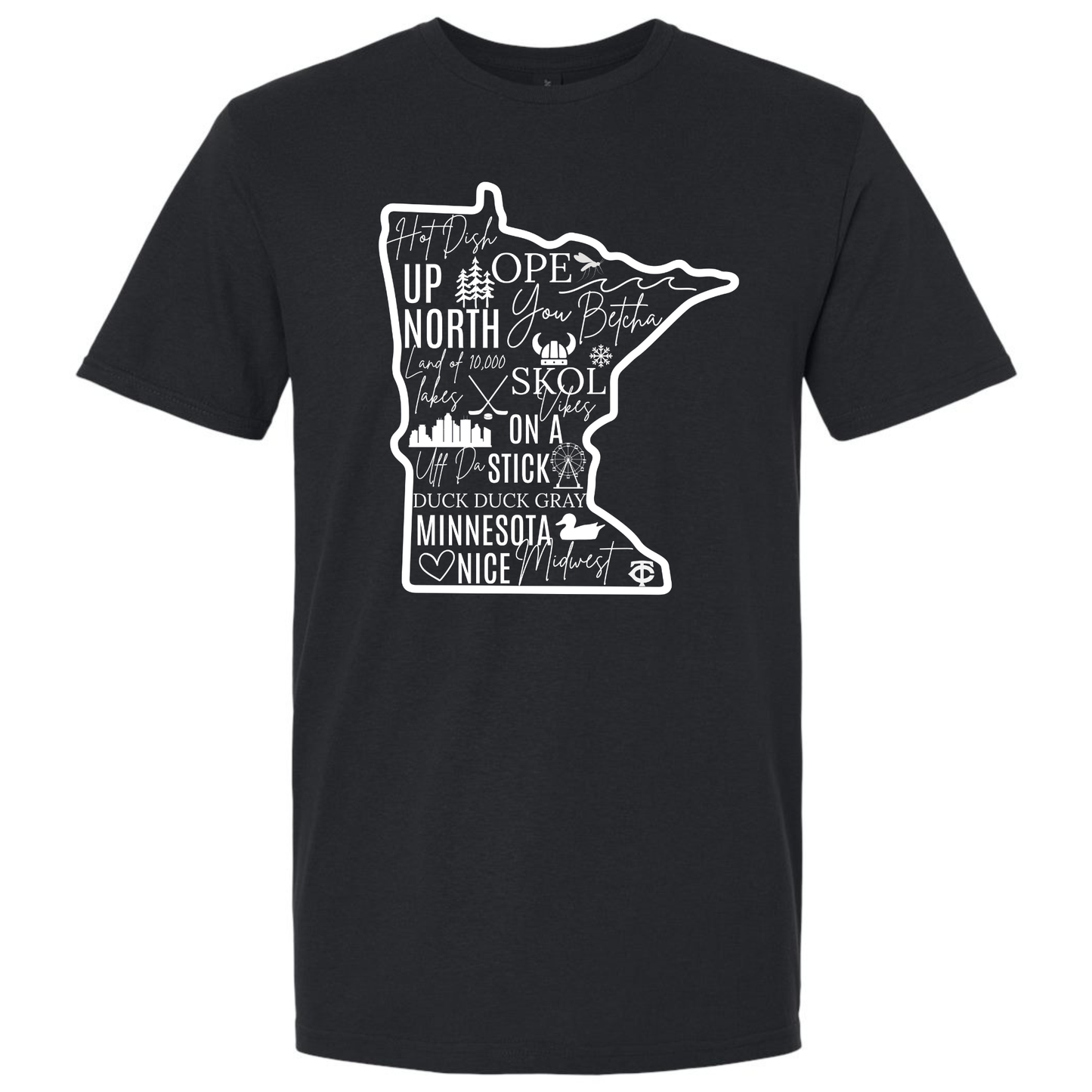 BLACK MINNESOTA WORDS TSHIRT