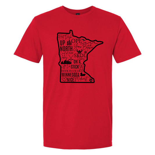 MINNESOTA WORDS T-SHIRT RED