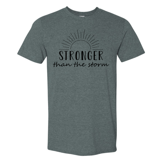 STRONGER THAN THE STORM DARK GRAY T-SHIRT